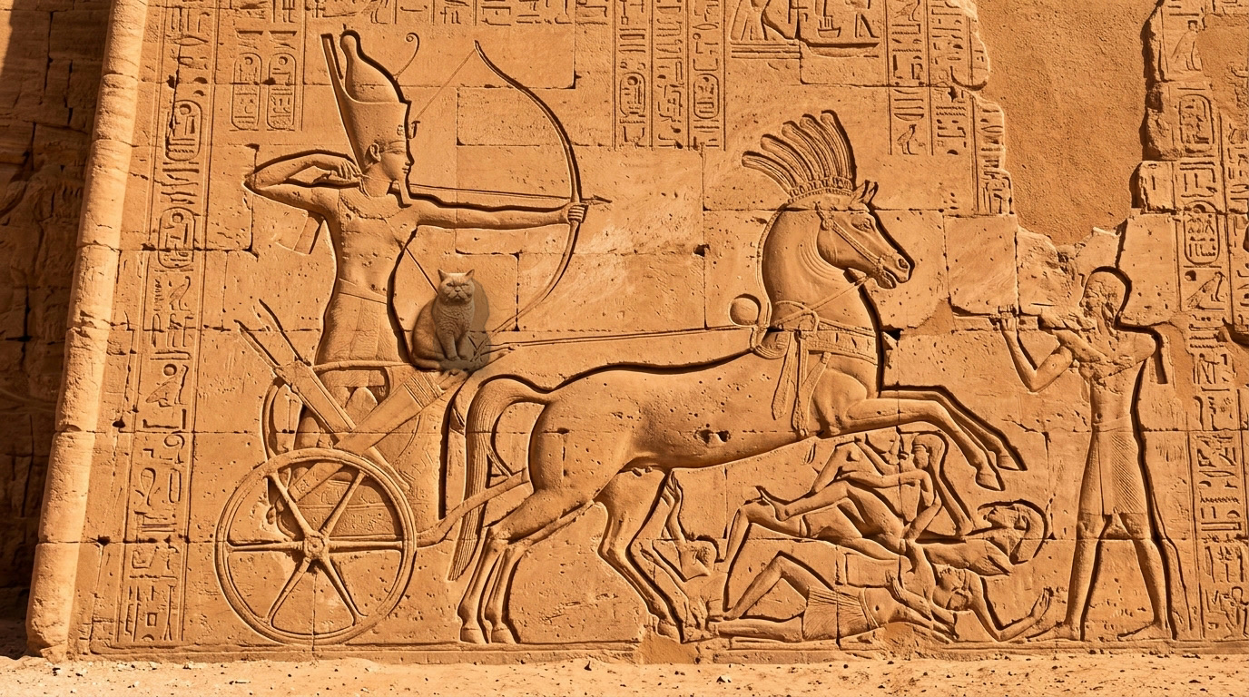 AI-generated historical scene 06: New Kingdom Egypt (c. 1250 BCE) — Ramesside War Relief.