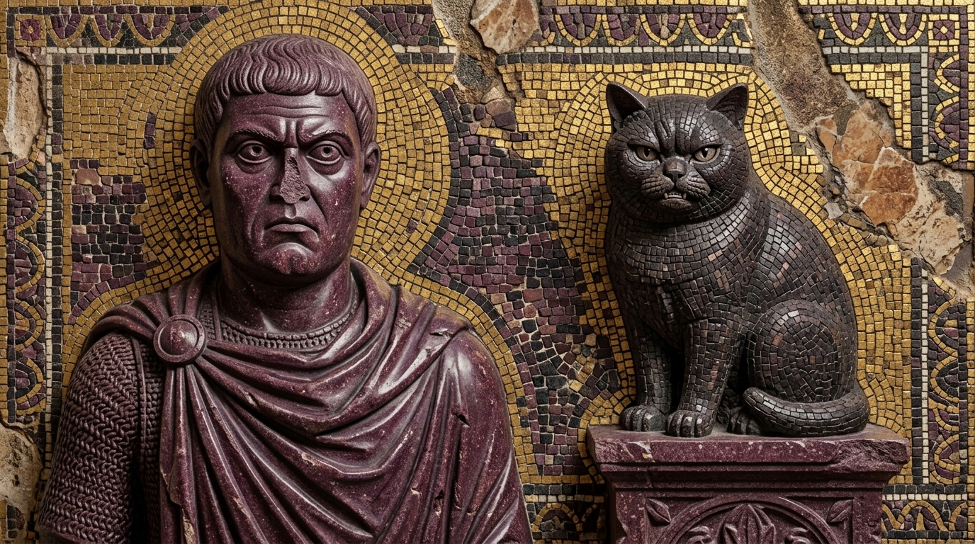 AI-generated historical scene 13: Late Roman Tetrarchy (c. 300 CE) — Imperial Porphyry & Gold.