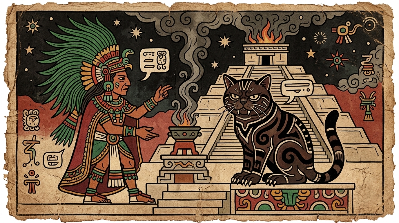 AI-generated historical scene 26: Aztec Empire (c. 1485 CE) — Pictographic Codex Painting.