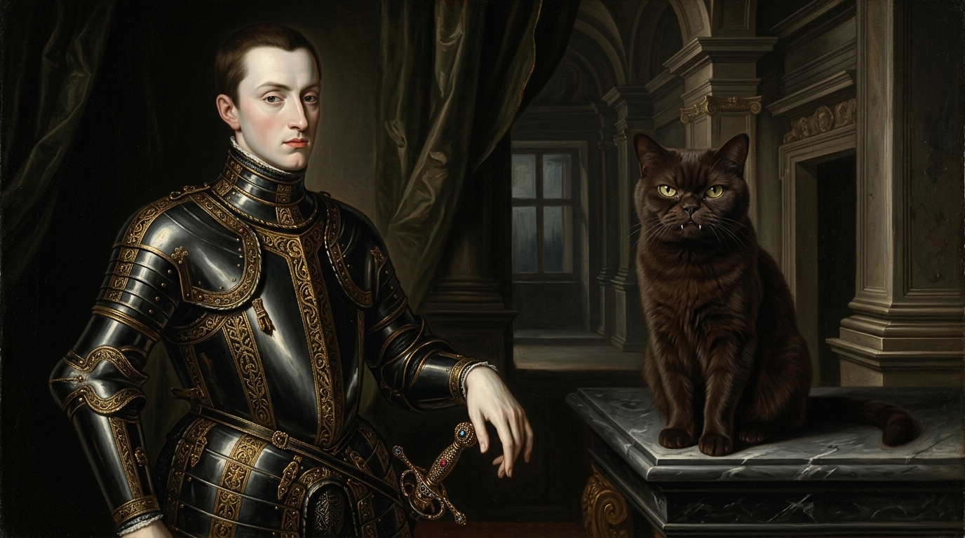 AI-generated historical scene 30: Italian Mannerism (c. 1545 CE) — Courtly Coldness.