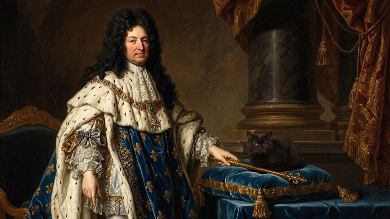 AI-generated historical scene 38: French Absolutism (c. 1700 CE) — The Sun King's Iron Grip.