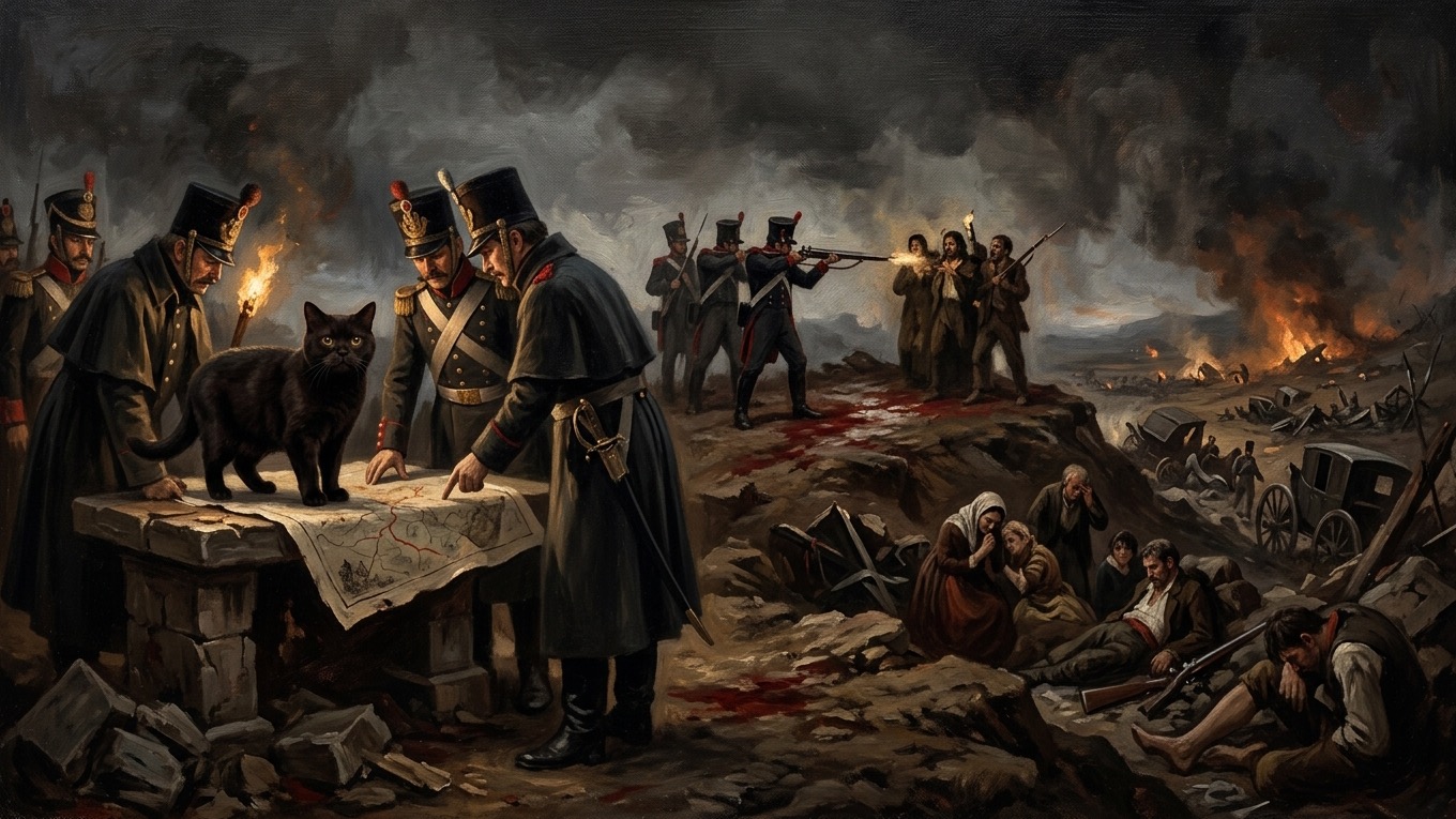 AI-generated historical scene 40: Spanish Romanticism (c. 1815 CE) — The Horrors of War.