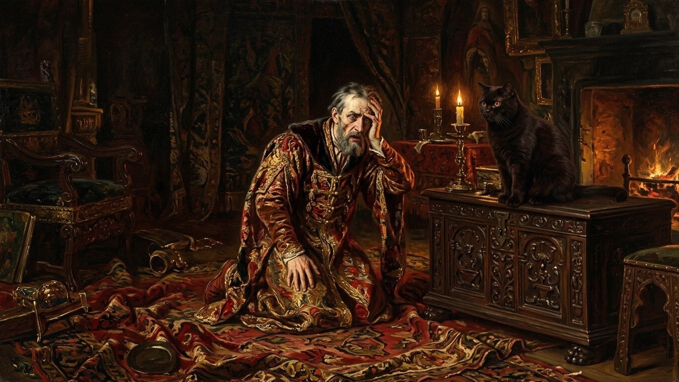 AI-generated historical scene 43: Russian Realism (c. 1885 CE) — Imperial Paranoia & Blood.