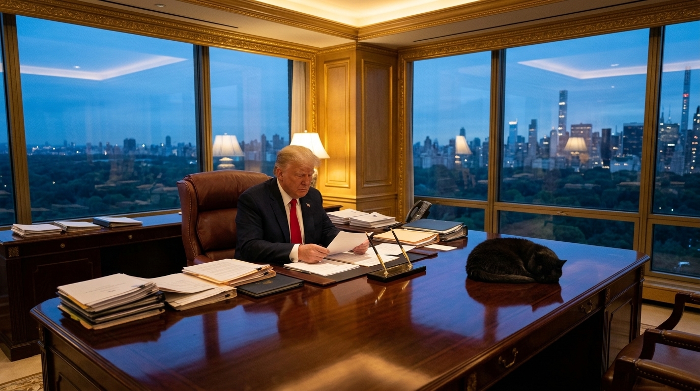 AI-generated historical scene 52: Donald Trump — The Gilded Tower.