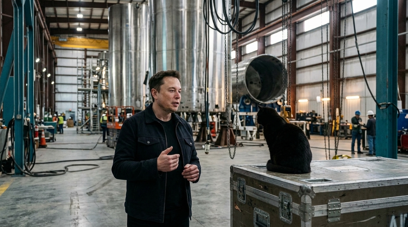 AI-generated historical scene 53: Elon Musk — The Orbital Test Site.